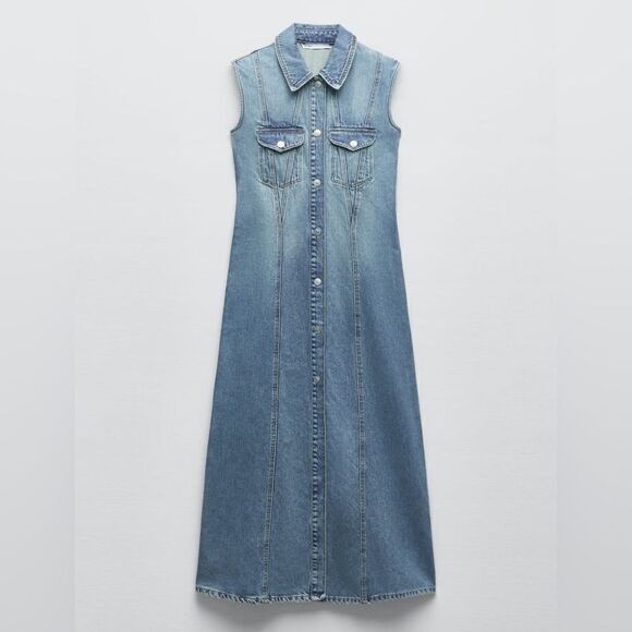 Zara Denim TRF Dress New Blue - Picture 5 of 8